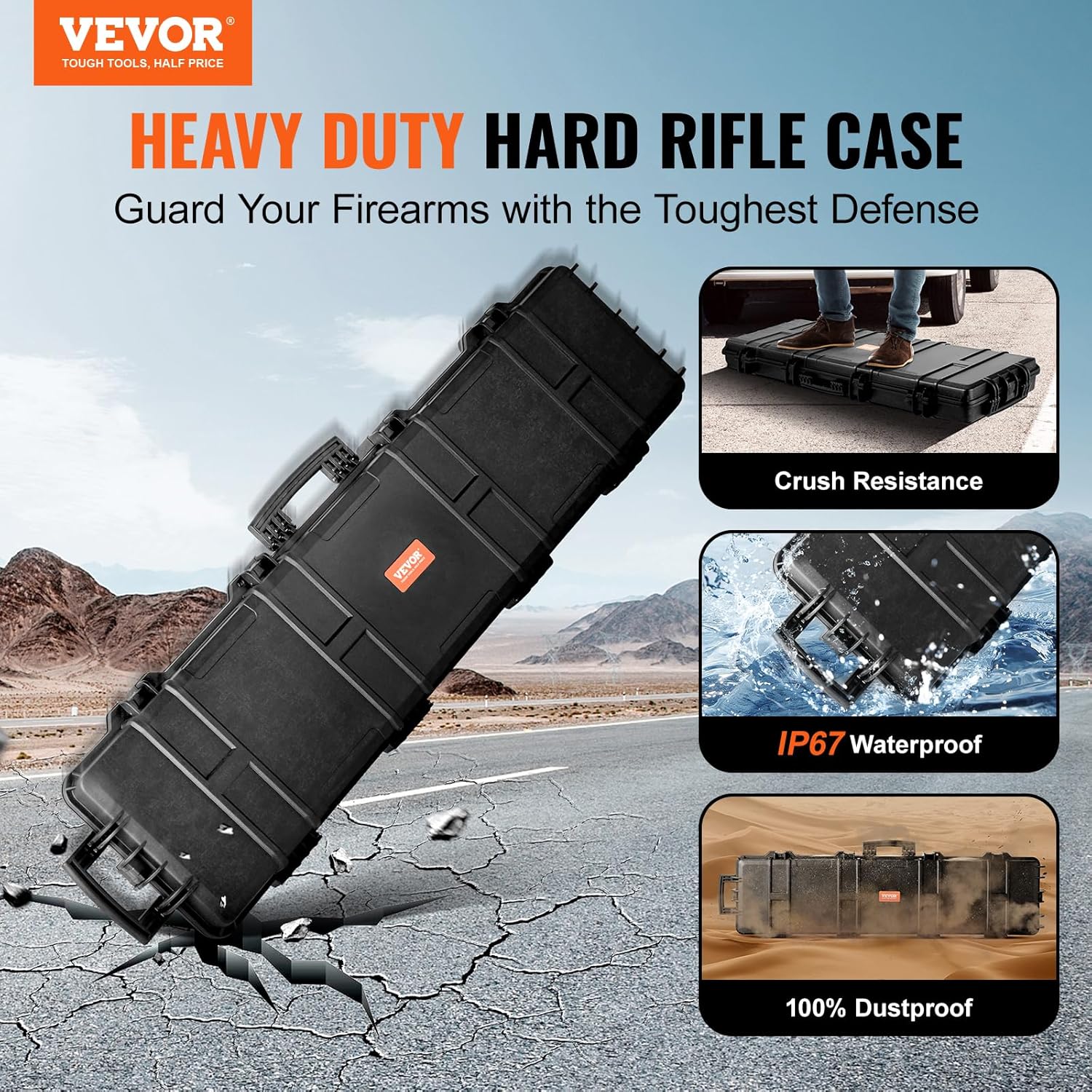 VEVOR Rifle Case, Rifle Hard Case with 4 Layers Fully-protective Foams, Lockable Hard Gun Case with Wheels, IP67 Waterproof & Crushproof, for Rifles or Shotguns - Image 2