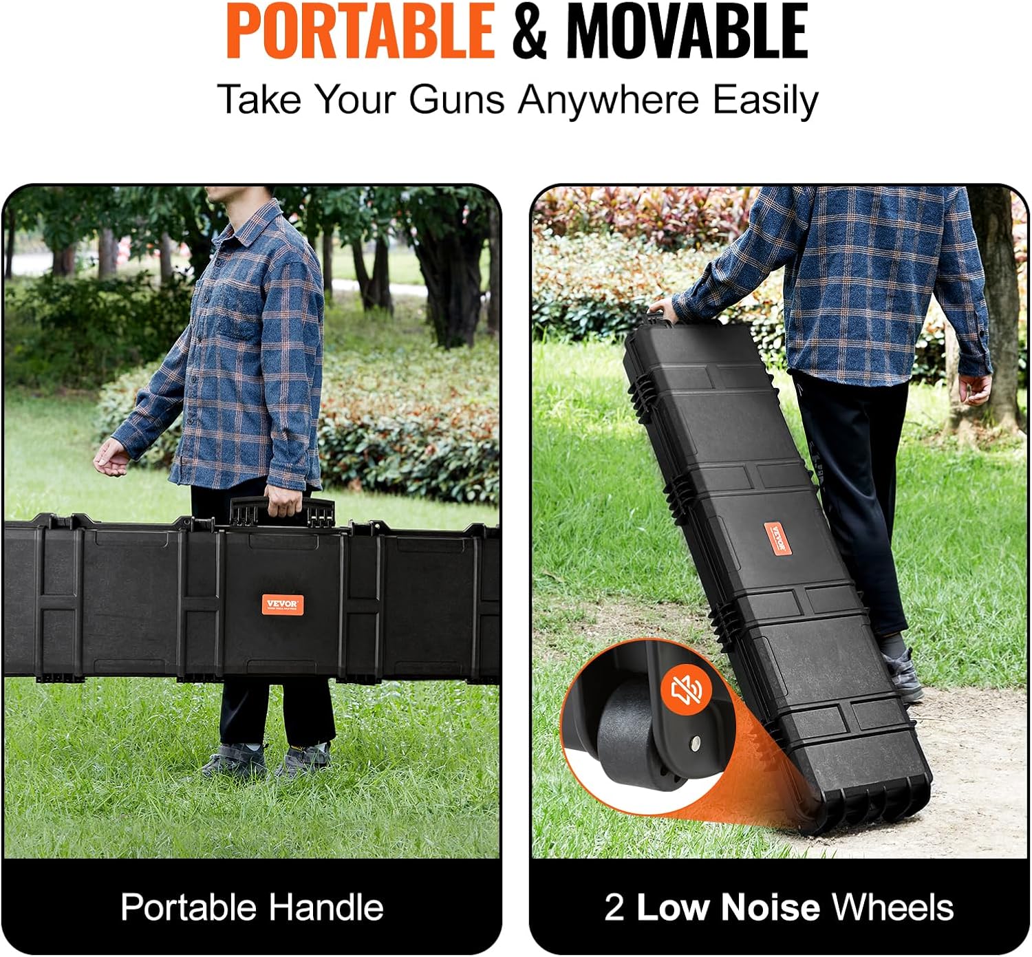 VEVOR Rifle Case, Rifle Hard Case with 4 Layers Fully-protective Foams, Lockable Hard Gun Case with Wheels, IP67 Waterproof & Crushproof, for Rifles or Shotguns - Image 6